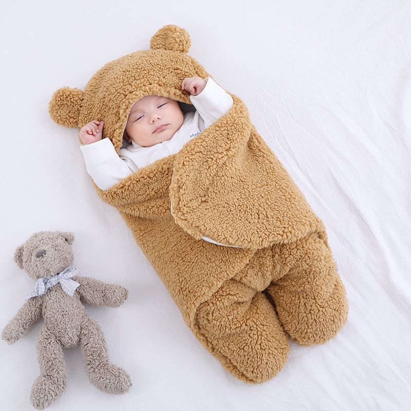 Ultra Warm Sherpa Plush Baby Sleeping Swaddle Wrap Newborn Essentials | Must-Haves for 0-6 Months