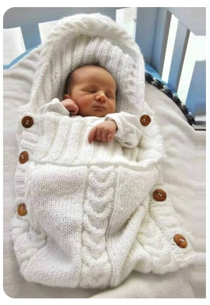 Newborn Baby Wrap Swaddle Blanket Unisex Infant Swaddle | Soft Thick Knit Stroller Wrap for 0-6 Months